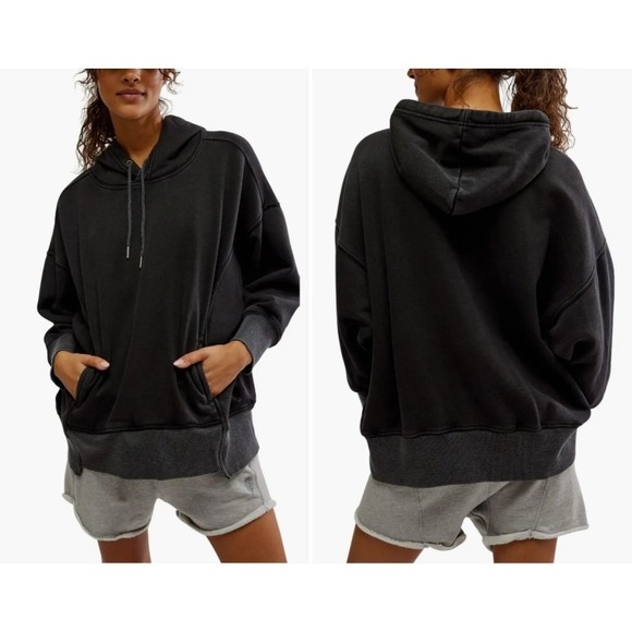 Free People Movement Tops - FP Movement Sprint to the Finish Oversize Hoodie Black Medium Grunge Streetwear